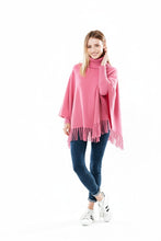 Winter Fleece Poncho with High Neck, Tassel Design & Adjustable Short Sleeves